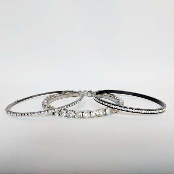 Jewelry - Silver Rhinestone Bangles Set Bundle 3/25 Deal